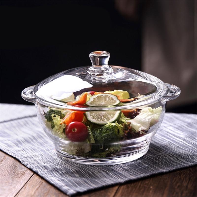 Clear Glass Casserole Bowl for Microwave Reheating, Soup Service, Porridge Serving, and Regular Kitchen Use Daily