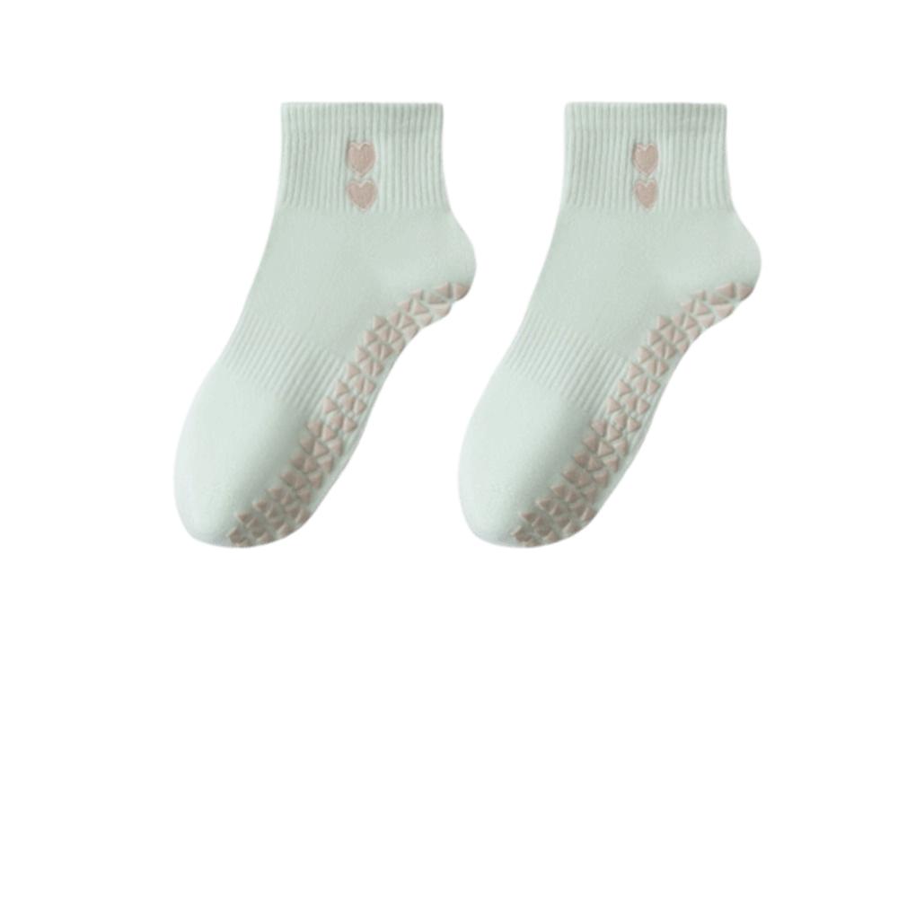 

Breathable Pilates Socks Harajuku Street Heart Embroidery Socks New Yoga Socks зелёный
