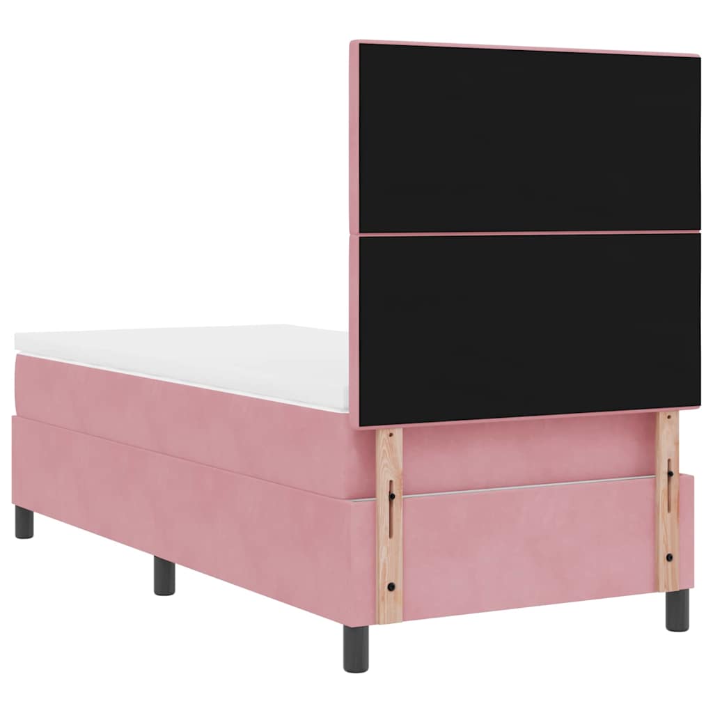 Box spring bed with mattress and headboard pink 100 x 200 cm velvet
