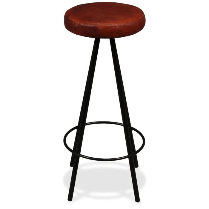 Tabourets de bar - VIDAXL - Cuir véritable - Marron - Lot de 4