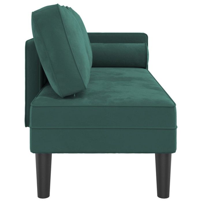 VidaXL Chaise Longue with Cushions Dark Green Velvet, Upholstered Sofa, Sofa for Bedroom, 2-seater Sofa, 4007573
