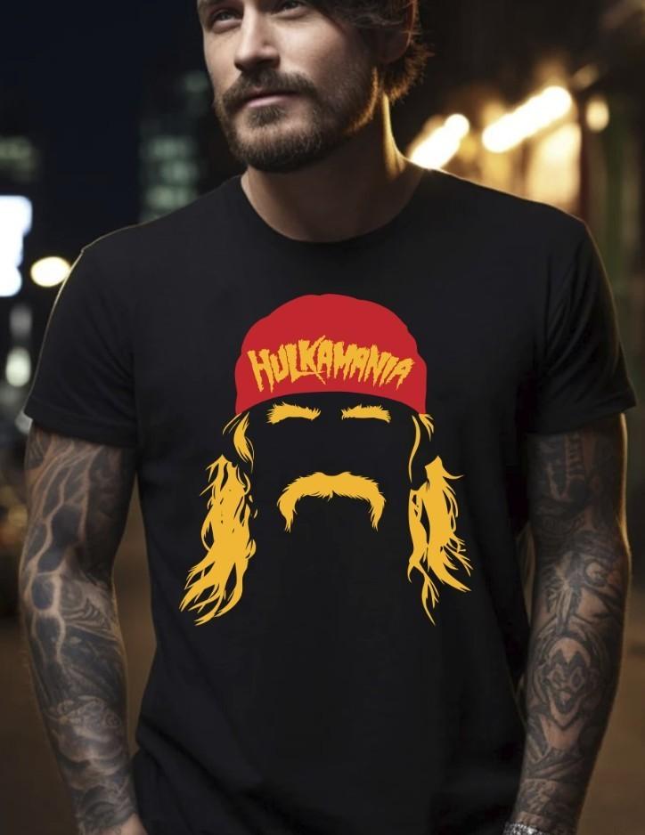 Hulk Hogan Silhouette Hulkamania Wrestling Black T-Shirt, S-5XL Unisex T-Shirt S