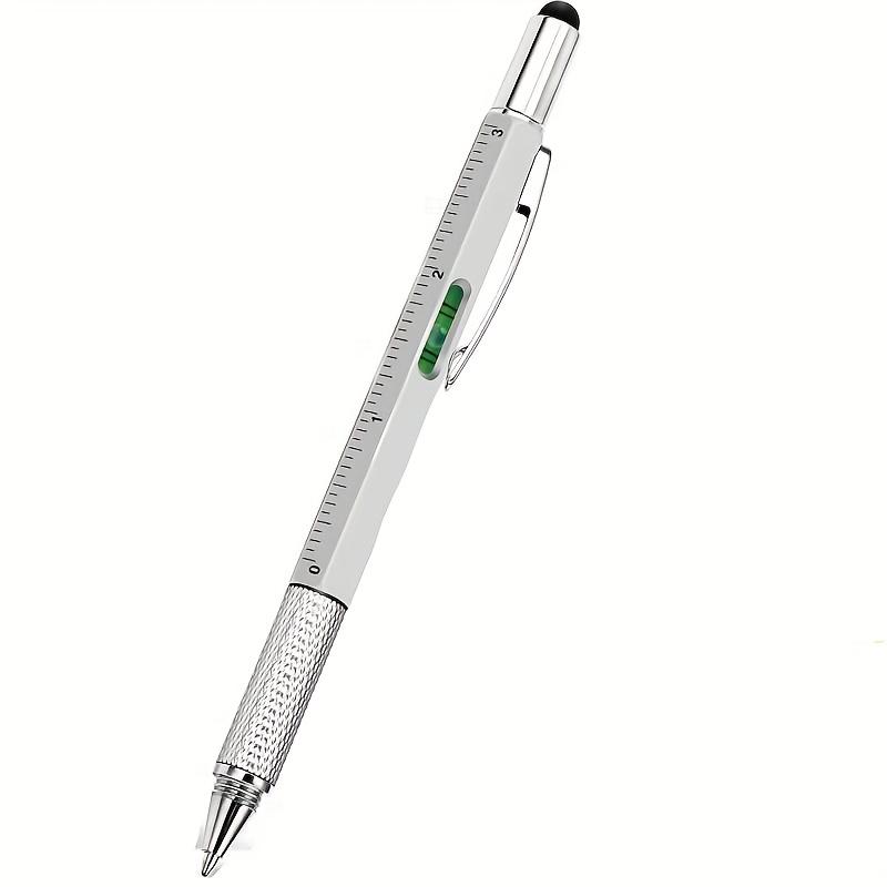 6'sı 1 Arada Cep Genius Kalemi - Su Terazisi, Hassas Tornavidalar, Kalem ve Cetvel ile Çok Yönlü Çok Amaçlı Alet - Onarımlar için Dayanıklı ve Taşınabilir