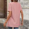 Women’s Short Sleeve Square Neck Eyelet Embroidered Button Front Loose Fit Casual Tunic Top for Daily Wear