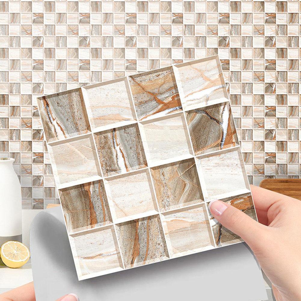 Set of 10 Waterproof PVC Tile Stickers Decorative for Kitchen and Bathroom Walls 10*10cm Size Easy to Maintain and Apply