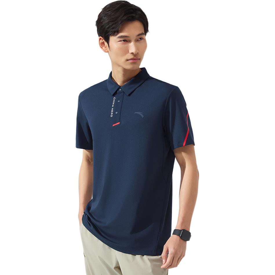 Anta Trainingsserie Colorblock Atmungsaktiv Bequem Sport-Poloshirt Herren Oberteile Reinweiß 152427133-1
