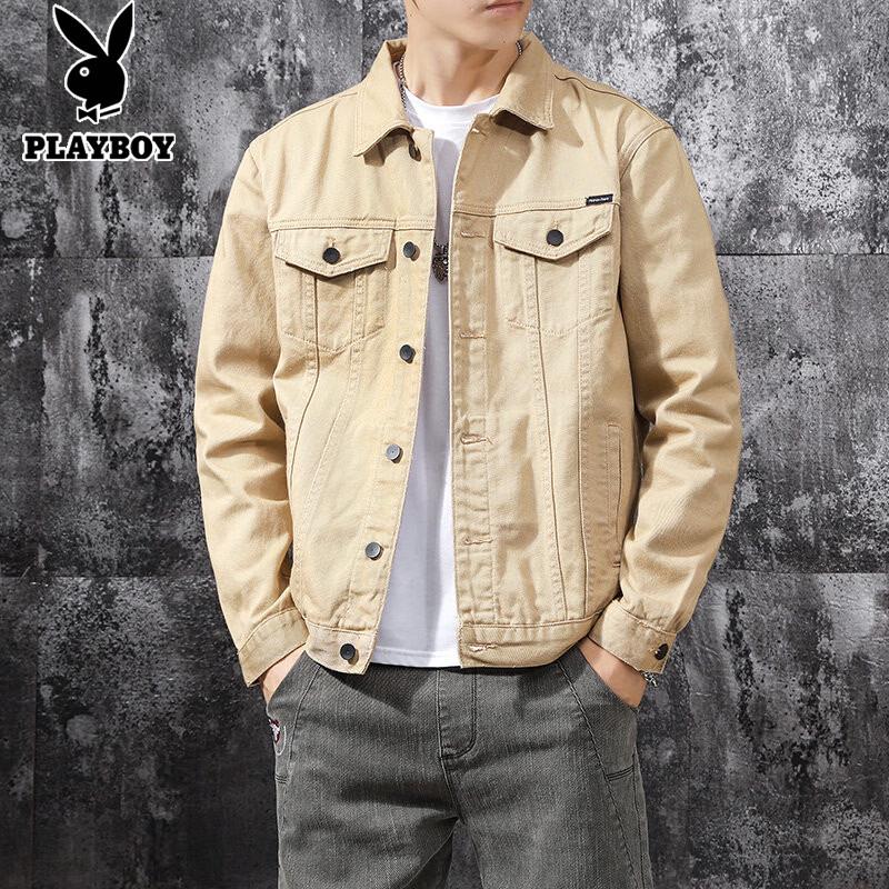 PLAYBOY Men s Loose Fit Casual Denim Jacket 3XL (145-160 jin)