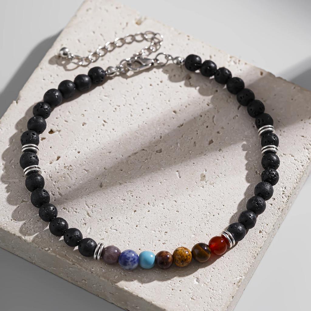 Nuova Cavigliera Elastica con Catena Nera Perline Gotica Per Uomo Donna Estate Spiaggia Vintage Piedi Nudi Link alla Caviglia Gioielli Accessori Nuovo
