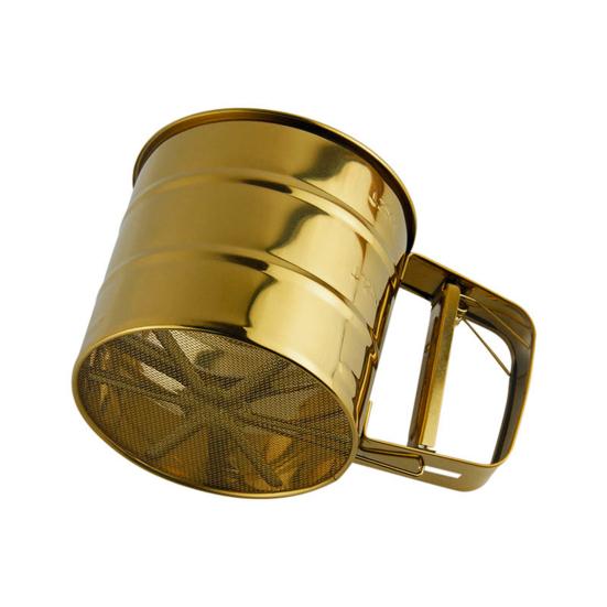 

Handheld Flour Sieve Cup Convenient Stainless Steel Golden Color Flour Sifter for Baking