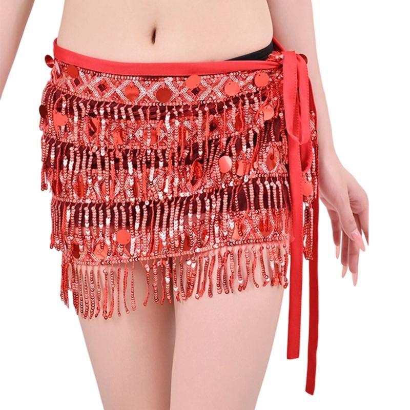 Belly Dance Hip Scarf With Detachable Fringe Skirt Adjustable Waist Chain For Performances And Practice