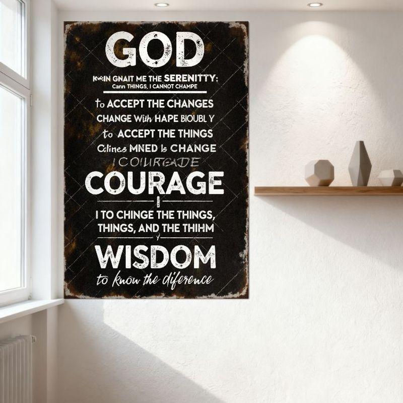 Vintage Distressed Serenity Prayer Metal Tin Sign - Rusty Edge Art Poster for Home Bar Man Cave Cafe Decor