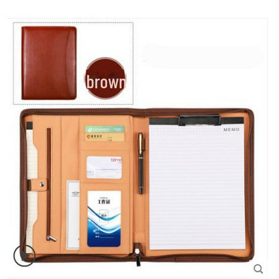 Leather A4 Zippered Business Manager Folder for Contracts and Documents