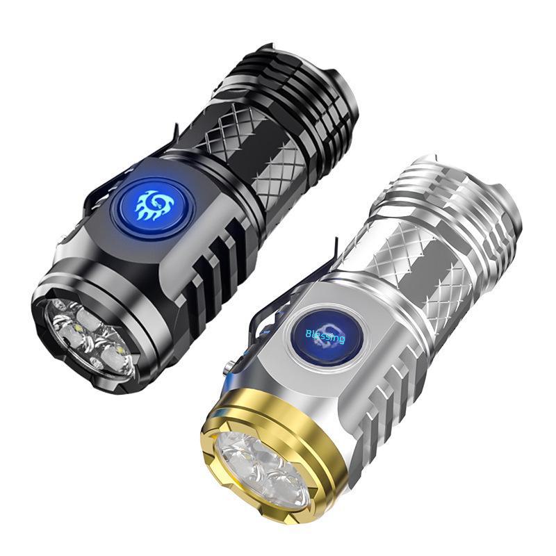 Niyang Super Bright Rechargeable Three-Eyed Long-Range Flashlight