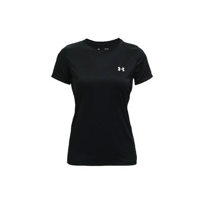 Velocity Solid Crew Logo Print Compression Short Sleeve T-Shirt Women Tops Black 1298706-001