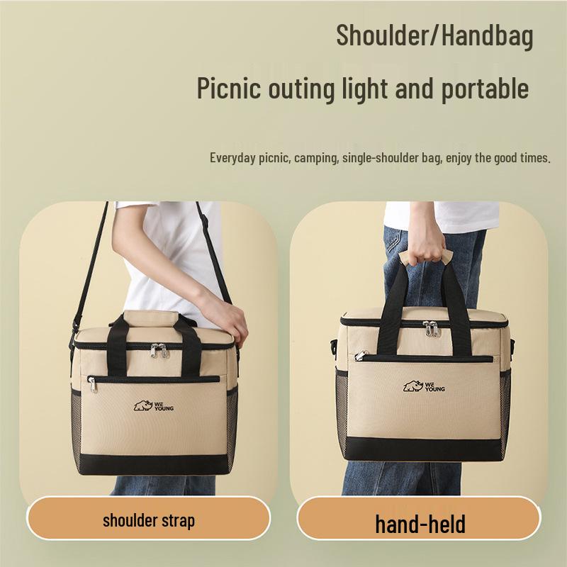 Oxford Cloth Insulated Picnic Bag - Large Capacity, Waterproof, Cold Preservation for Outdoor Camping