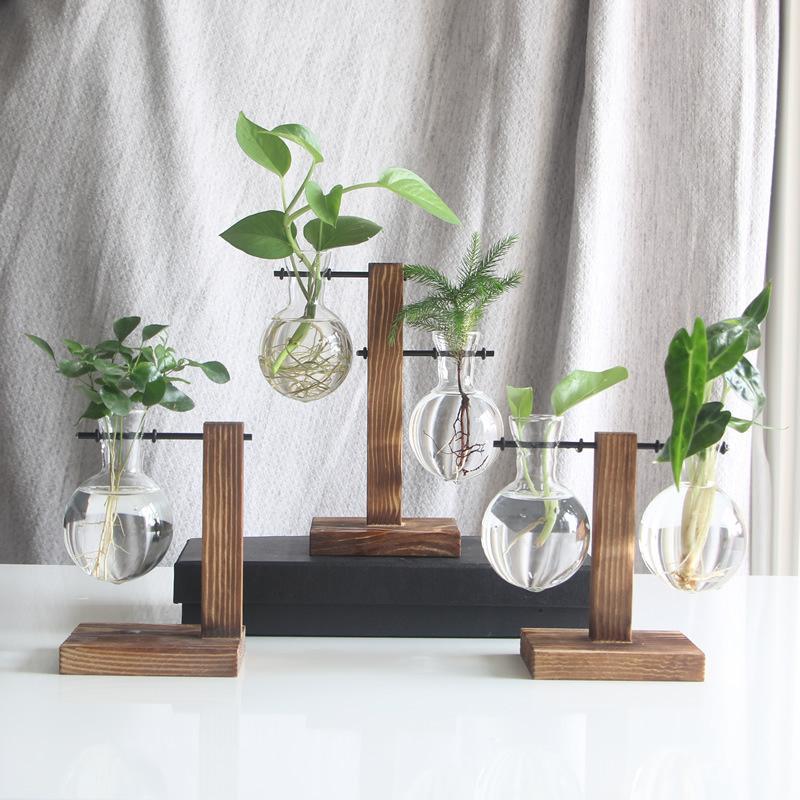 Hydroponic Plant Terrarium Vase Durable Clear Glass Ornament for Home Office Desktop Living Room Decoration