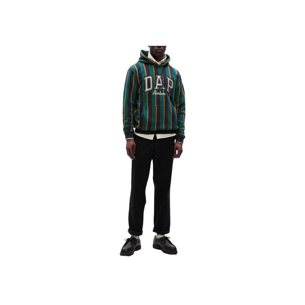Gap Felpa con cappuccio a righe con logo a lettere, Felpa unisex, Collaborazione X Dapper Dan FW23 838149-1