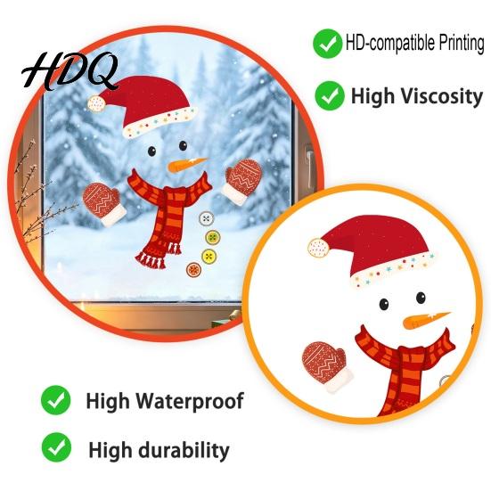 Christmas Snowman Window Clings Static Stickers Removable PVC Glass Decals Waterproof Holiday Wall Stickers Winter for Home And Store Party