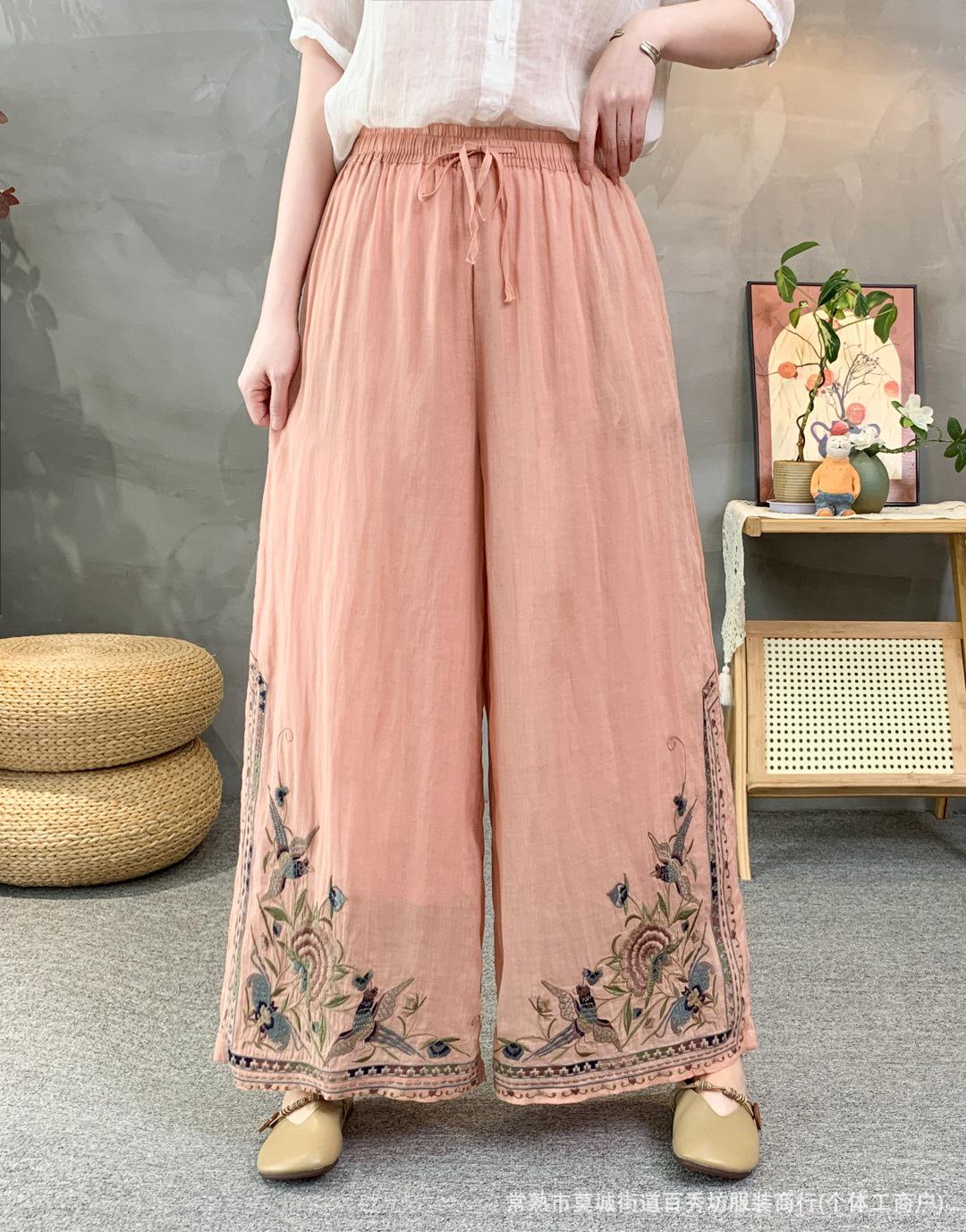 

Spring 2026 Retro Linen Straight-Leg Pants - Elastic Waist, Artistic, Versatile & Comfortable Casual Long Pants One Size