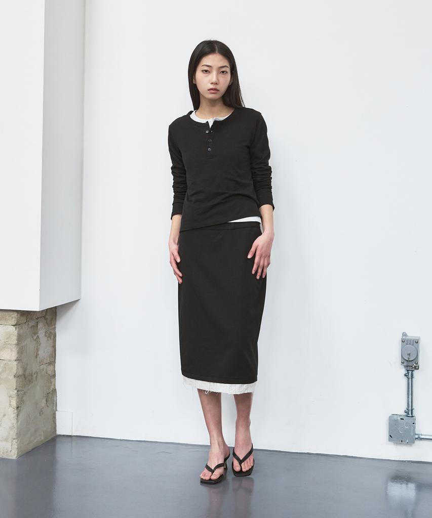 Sys A Fog Layered Midi Skirt [Black]