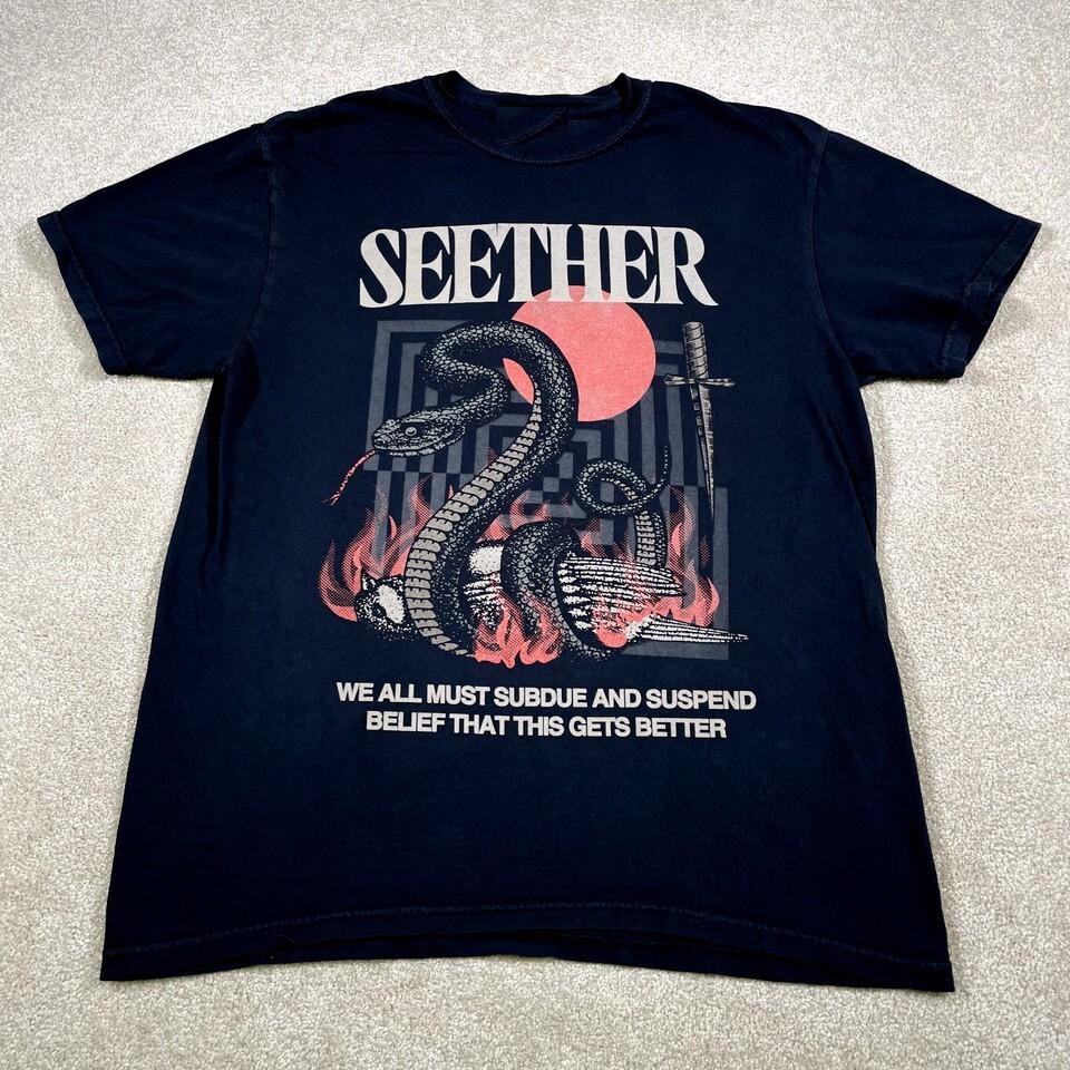 Seether Band Shirt Black Music Rock Metal Concert Tour 2022 YA1179 S