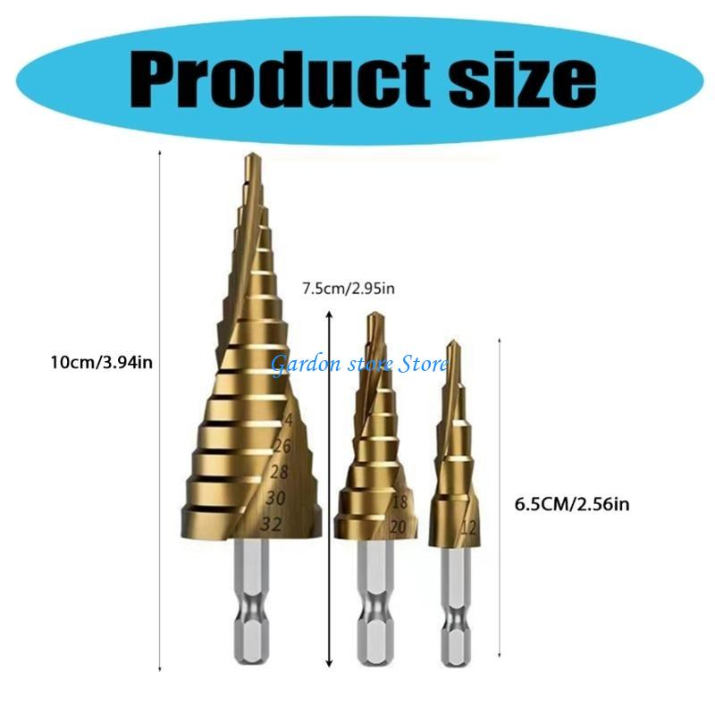 B0KB Straight Fluted Pagoda Step Drill Hexagonal Shank Reamer Bit Titaniums Coated