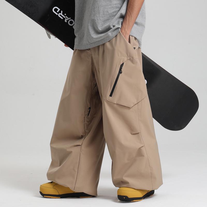 New Unisex Windproof Waterproof Ski Pants - Warm, Solid Color, Loose Fit for Outdoor Snowboarding