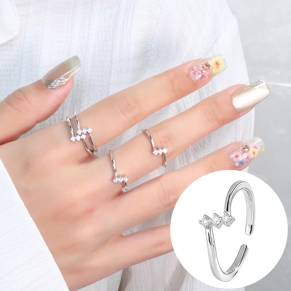 Exquisiter offener Goldring: Japanischer & Koreanischer Stil, Dünnes Band mit Diamanten besetzt, Stapelbarer & Eleganter Fingerschmuck