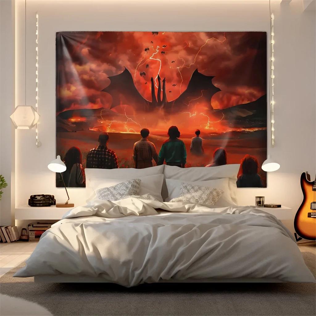 Stranger Things Sci-Fi Horror Retro 80s Design Tapestry Wall Hanging Banner Background Backdrops Living Room Bedroom Party Decor