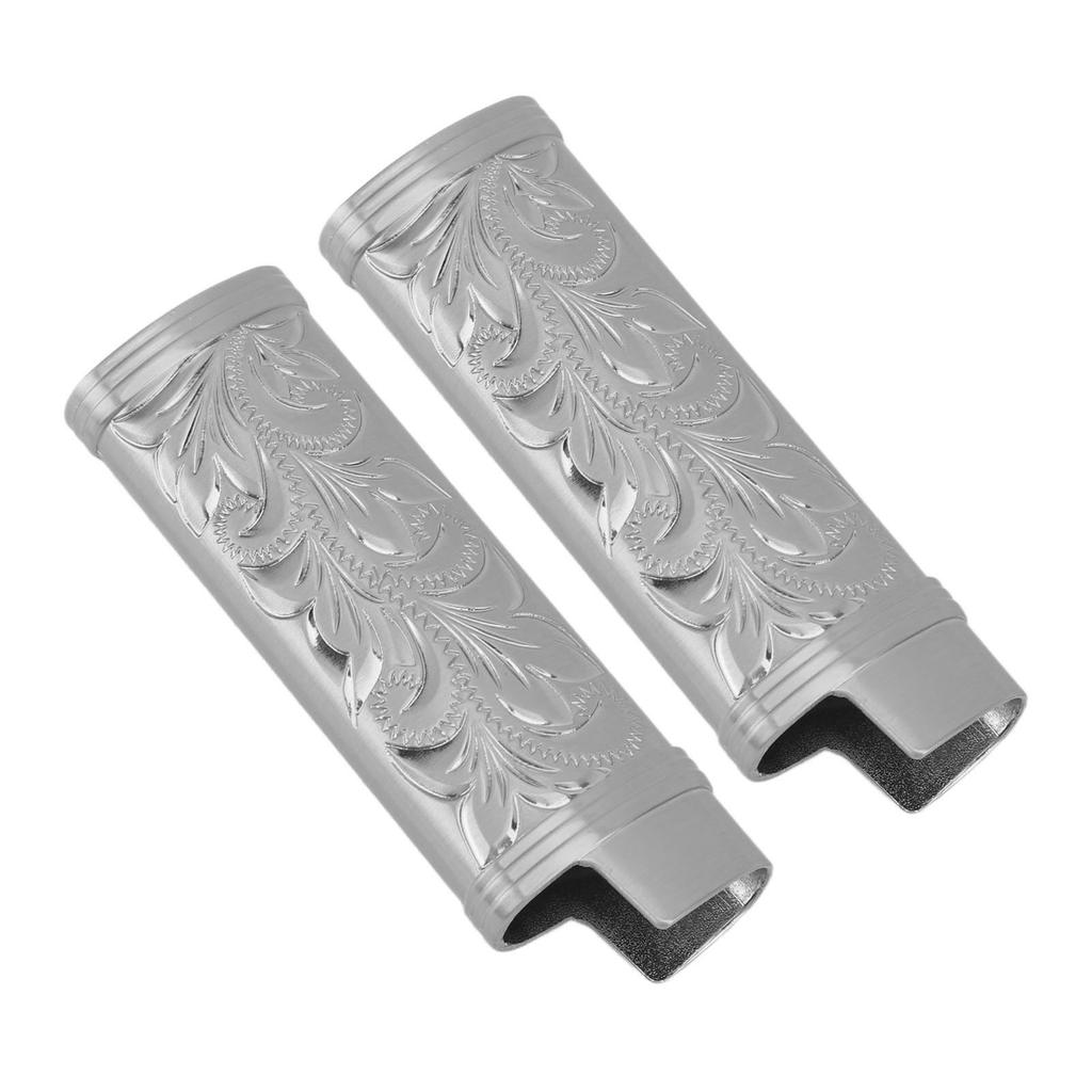2Pcs Lighter Case Zinc Alloy Lighter Storage Container Floral Pattern for Outdoor Camping Hiking