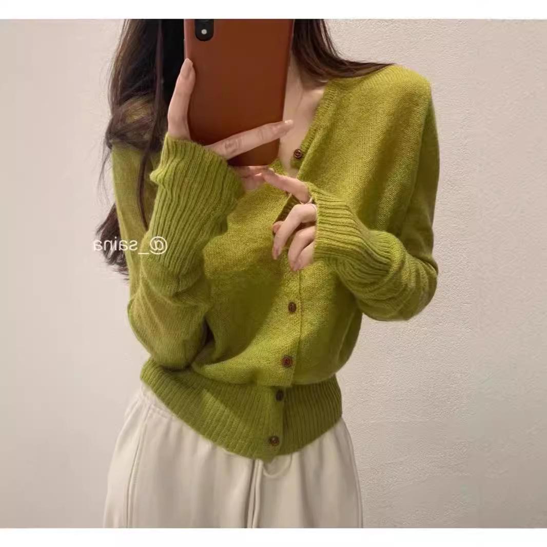 

Women s Slim Fit Round Neck Knit Cardigan - Autumn/Winter Long Sleeve Wool Sweater Top Extra Large