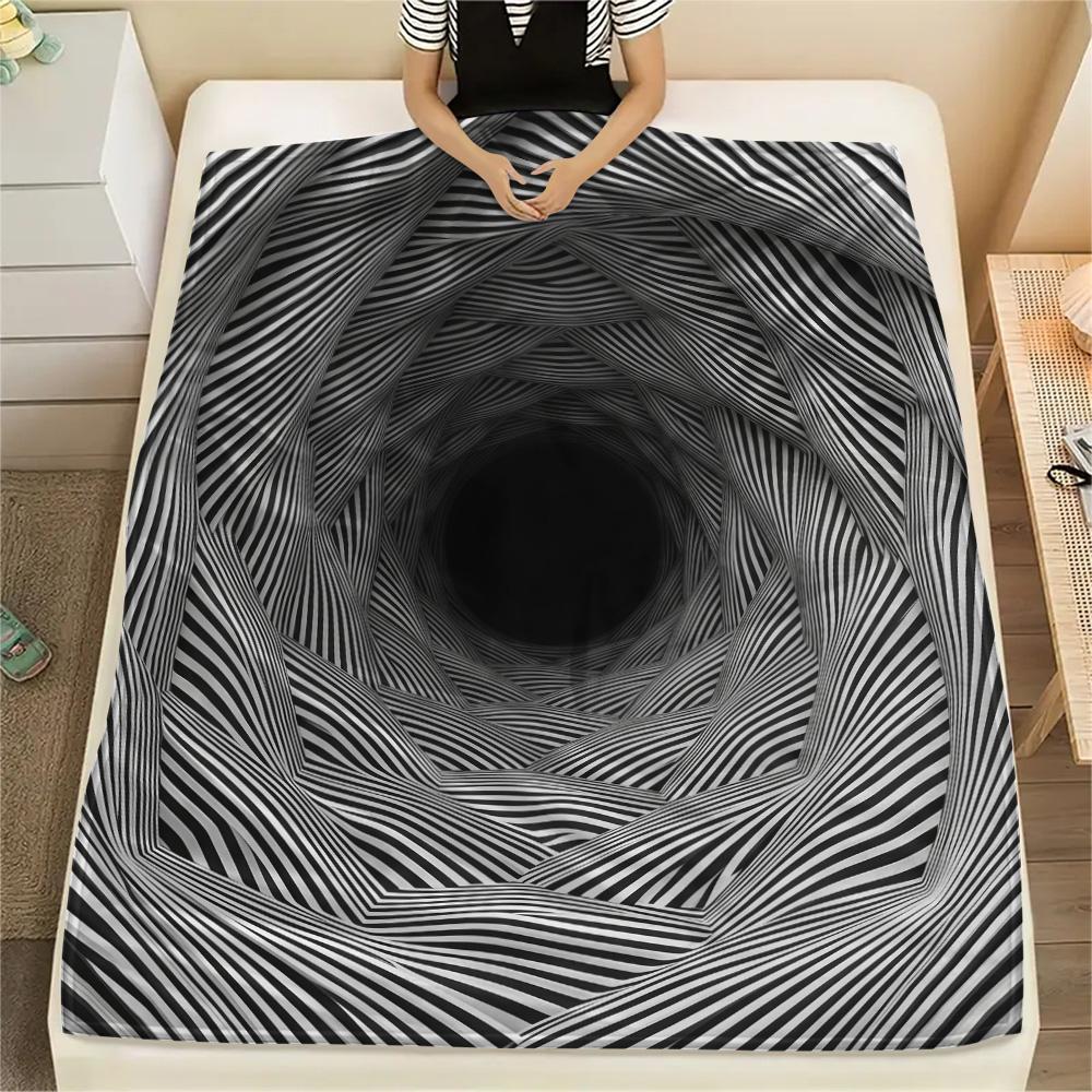1PC Visual effects  Print FlAannel Blanket, High quality Comfortable for All Seasons, Home Decor, Warmth and Comfort
