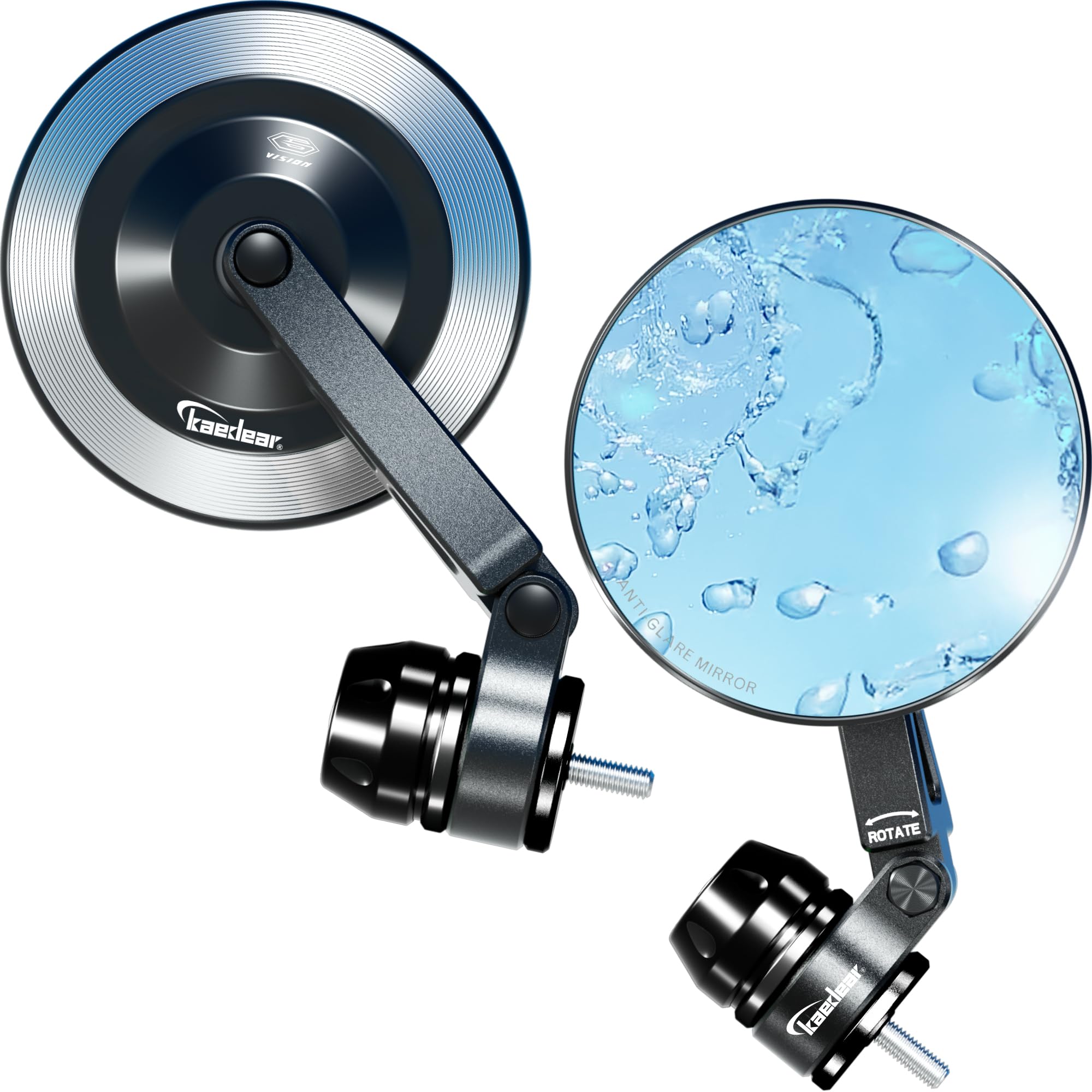 

Kaedear Мотоциклетные Складные Левое и Правое Универсальные Синие Алюминиевые Для Техосмотра Транспортного Средства Черные Супер Четкие Уменьшенные Фрезерованные с ЧПУ Не Ржавеющие Широкие Зеркала Шести Видов,