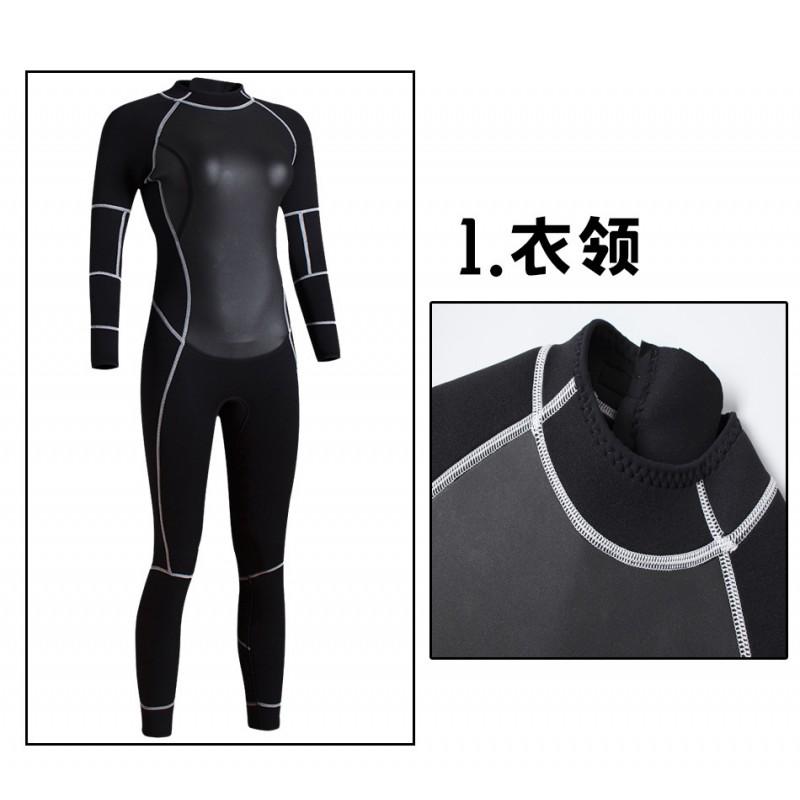 Womens 3mm Full Bodysuit Wetsuit Snorkeling Diving Swimming Summer Winter Spring Fall Ultra Stretch Warm Water Sport