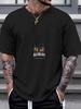 1pc Whiskey Bottle & Glass Minimalist Graphic T-shirt - 180g Cotton Crew Neck Short Sleeve