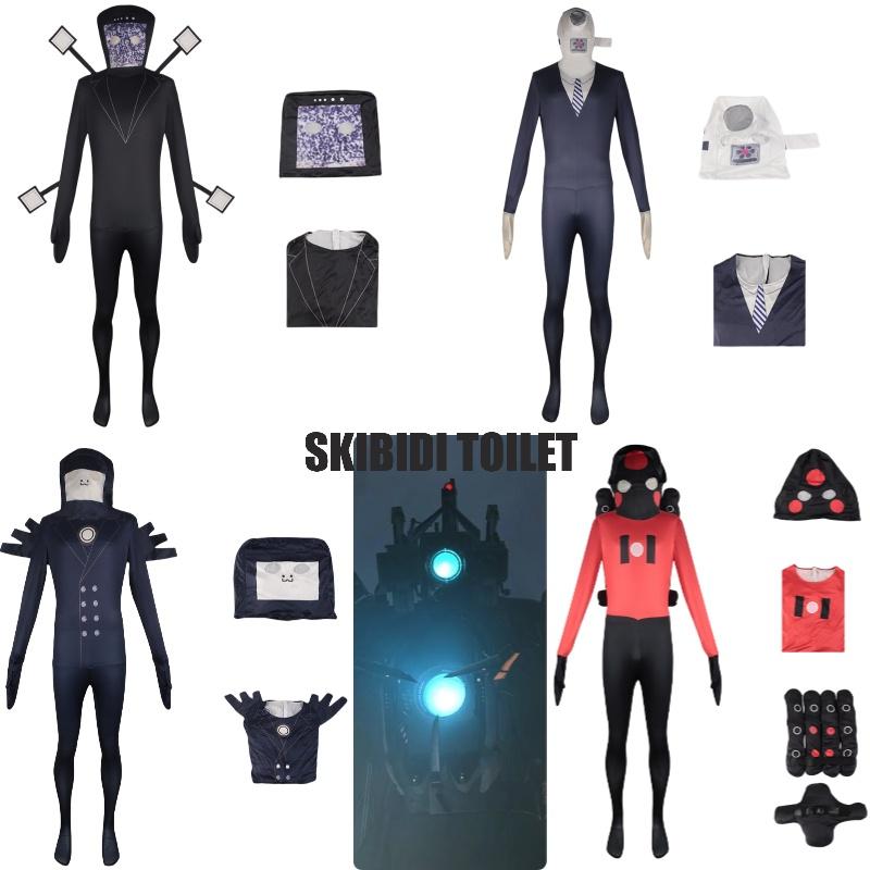 Tv Toilet Skibidi Man Cosplay Jumpsuit Tight Halloween Party Game Role Playing
