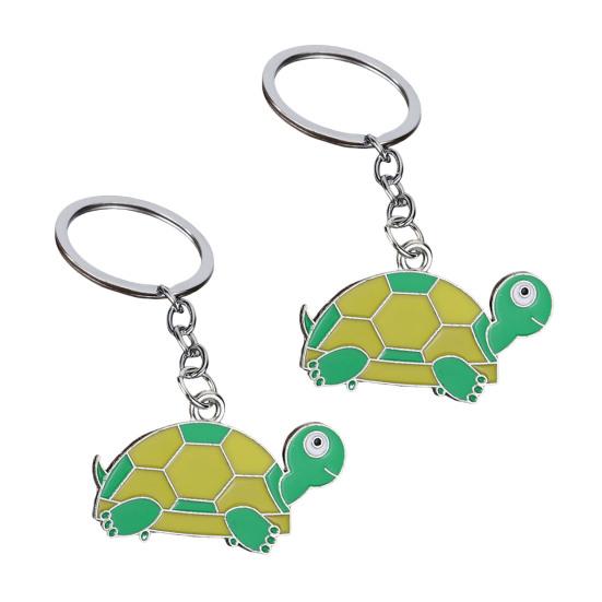 2Pcs Keychain Pendant Metal Chain Design Cartoon Key Ring with Turtle Shape Enamel