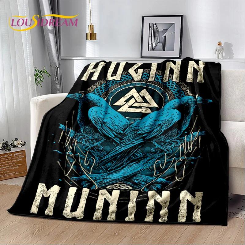 3D Viking Odin Valhalla Nordic Mythology Cartoon Blanket,Soft Throw Blanket for Home Bedroom Bed Sofa Picnic Office Travel Cover
