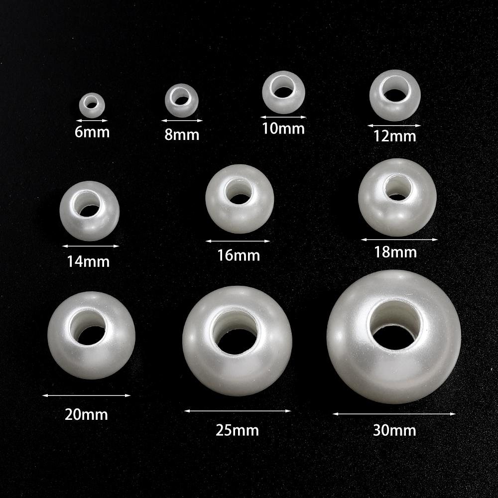 30-200pcs 8 10 12 16mm ABS Imitation Pearl Big Hole Beads Plastic Acrylic Spacer Bead For Jewelry Making Diy Bracelet Necklace