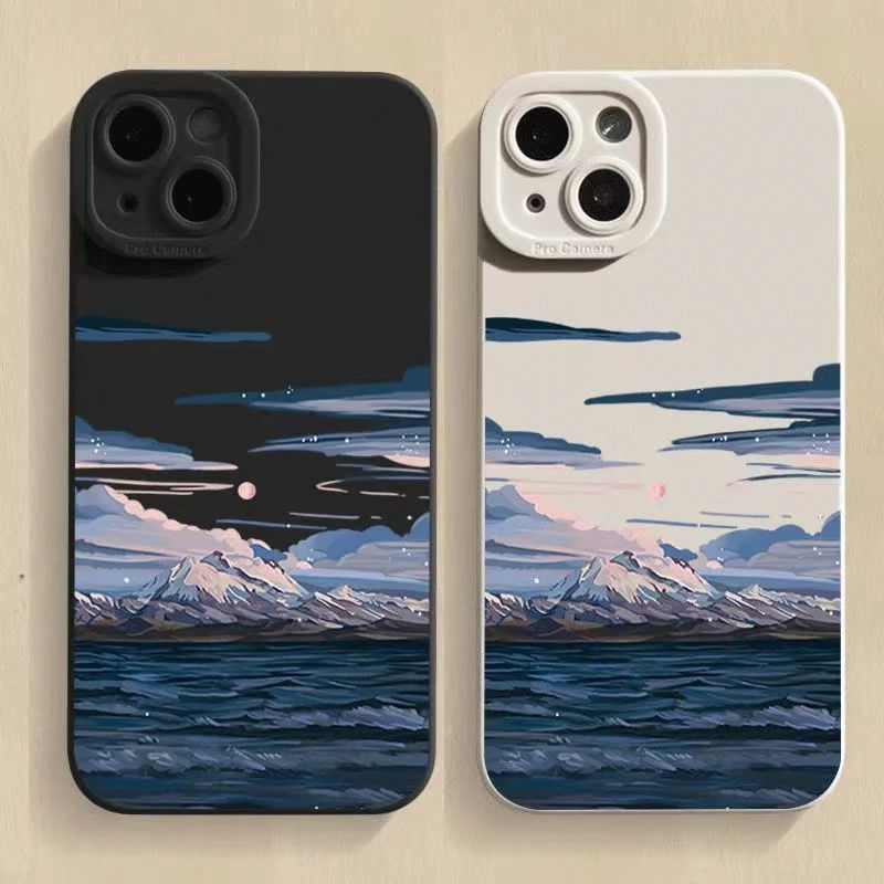 Für iPhone 14 15 Plus Hülle Für iPhone 13 14 15 Pro Max 12 13 Mini XR XS X 7 8 Plus Sonnenuntergangslandschaft Silikon Stoßfest Weiche Hülle