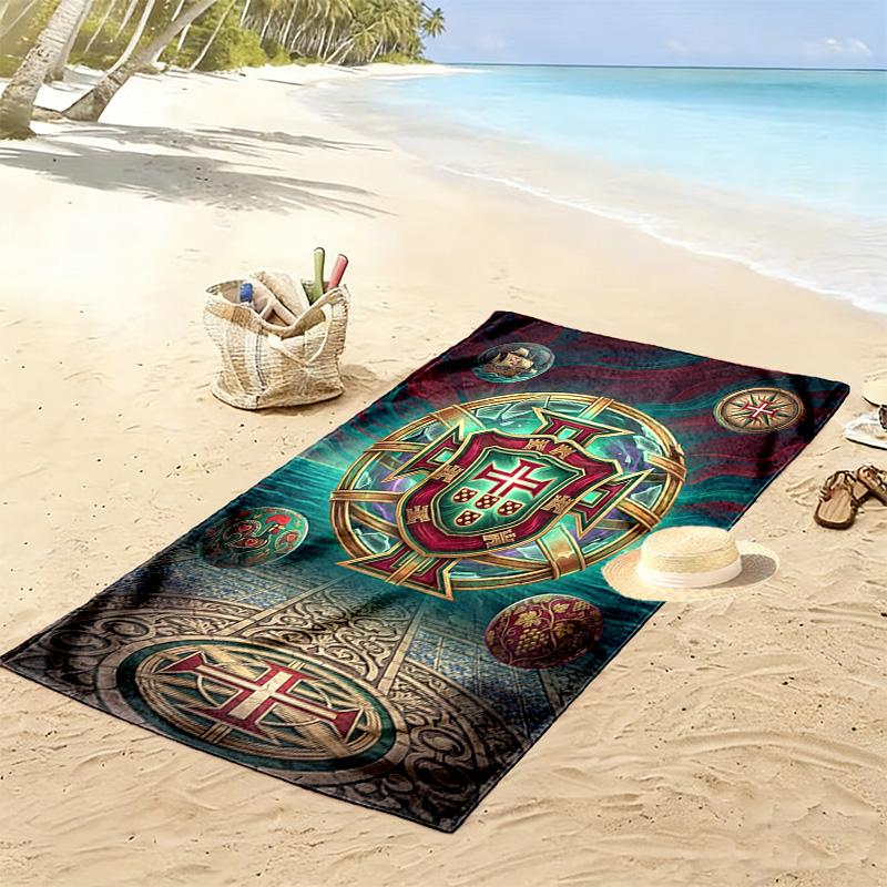 Portugiesisches Erbe Emblem Strandtuch weich Outdoor Camping Schwimmen Handtuch für Außenpool schnell trocknend Handtuch für Reisen und Urlaub Stranddruck