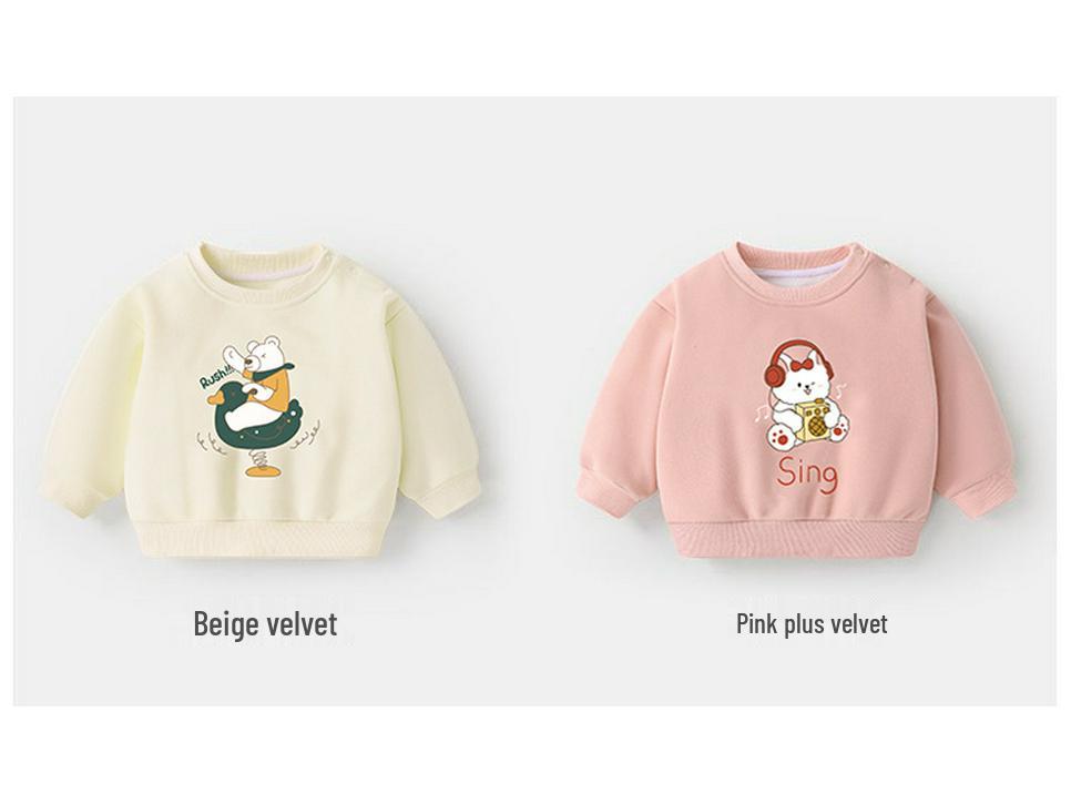 Bluza polarowa z okrągłym dekoltem dla niemowląt, z długim rękawem, ciepła koszulka bazowa na jesień i zimę