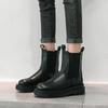 Dámské Chelsea Boots Jaro Nové Černá Střední Kotníková Plochá Platforma Dámské Boty Dámské All Match Klasické Stručné Módní Boty s kulatou špičkou