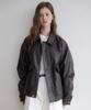 Lenav Les Side Leather Bomber Blouson (Brown)