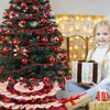 Burlap Checked Classic Christmas Tree Skirt 116cm Cheerful Cartoon Decoration For Trees