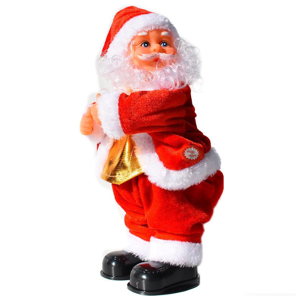 Electric Musical Reindeer Pull Cart Santa Figurine Christmas Decoration Table Decor Toy For Kids Holiday Stocking Stuffer Gift