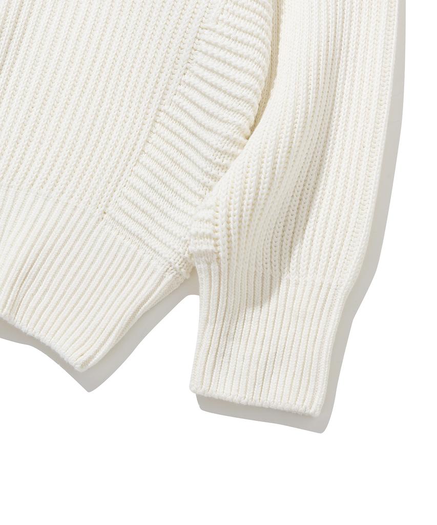 KNITTED Cotton Minimalist Round Knit Ivory