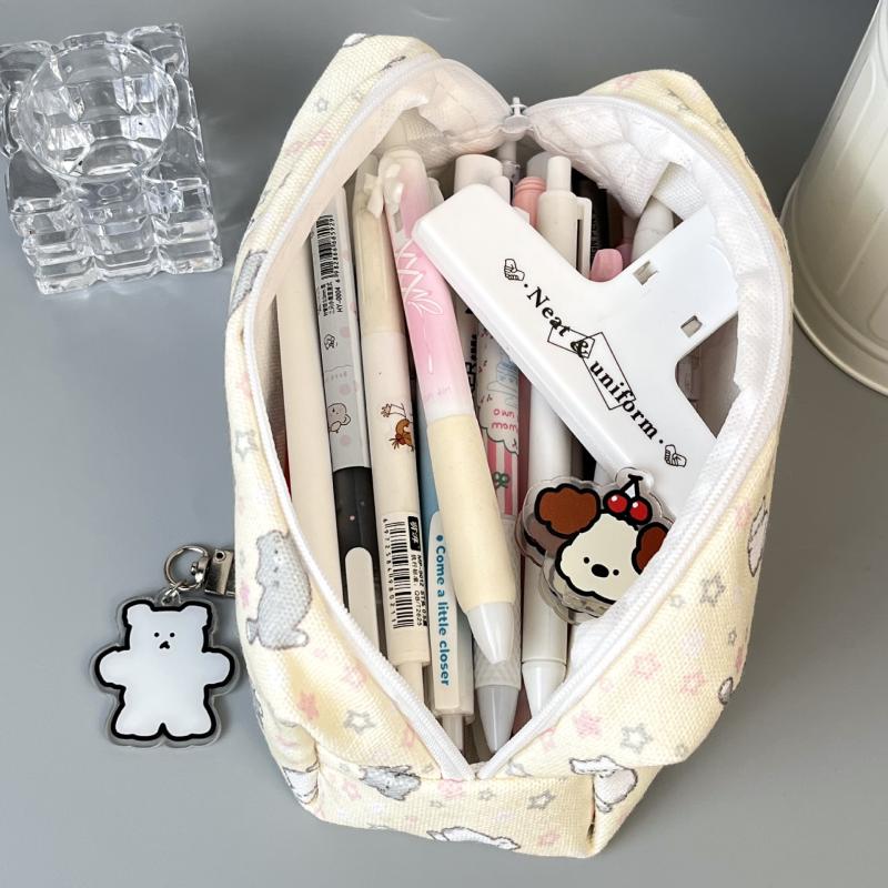 1Pc Cute Cat Pattern Pencil Case Simple Portable Stationery Organizer Pouch Kawaii Girls School Supplies Cosmetic Storage Bag