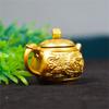 Golden Metal Sailing Ship Bucket Teapot Sculpture Chinese Fengshui Statues for Wealth and Prosperity Decorative Ornament