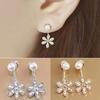 Women Earrings Shiny Anti-rust Alloy Rhinestone Flower Faux Pearl Ear Studs for Shopping